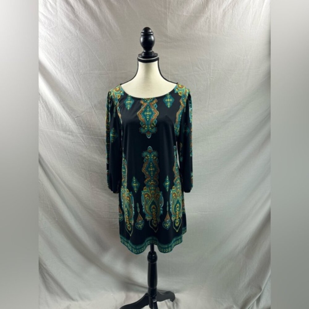 Inc Paisley Print Tunic Dress Black